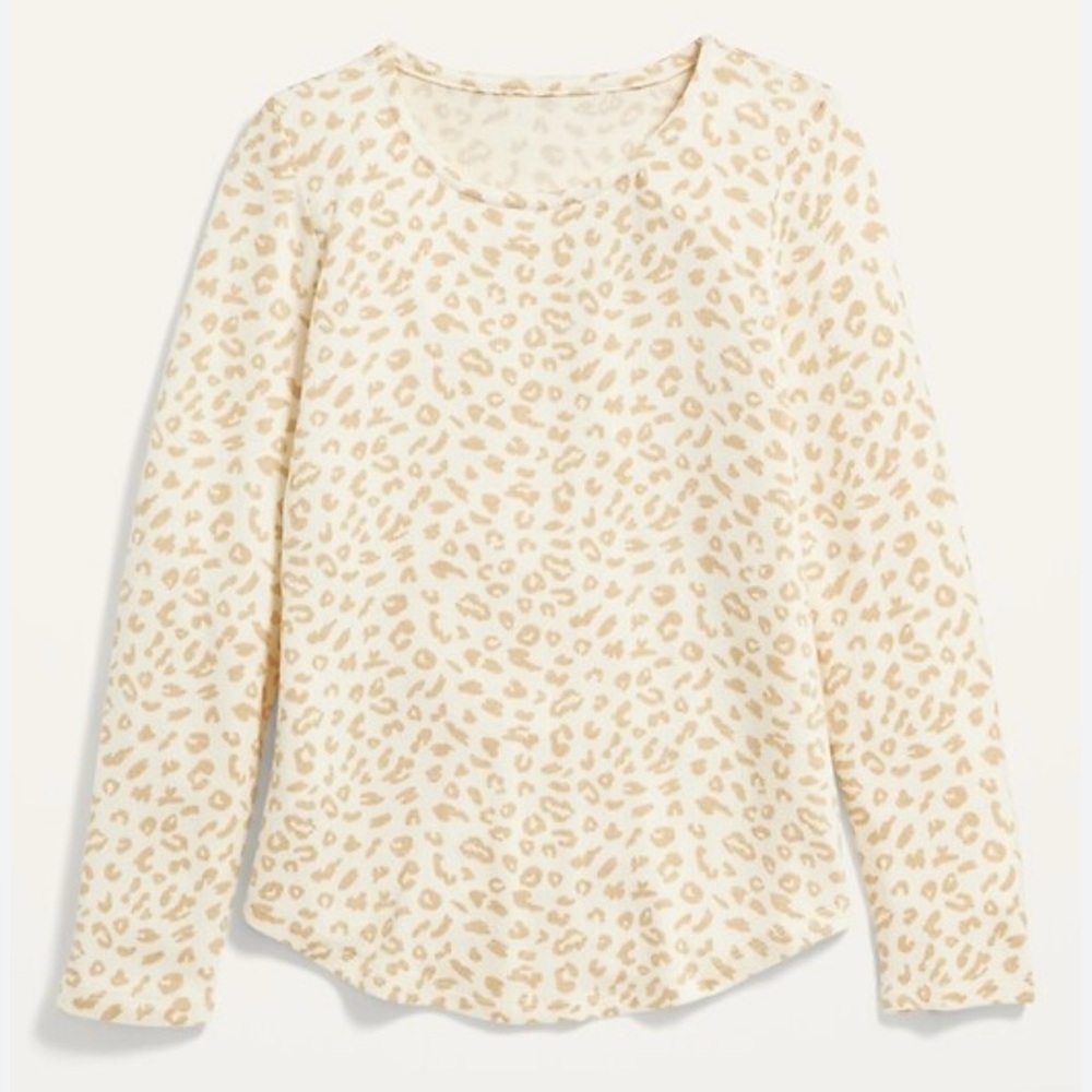 Old Navy Girls Cozy Knit Leopard Print Long Sleeve - Cream, Size XL (14-16)